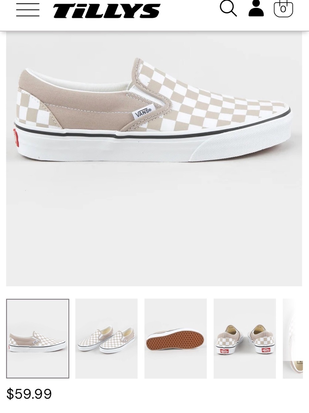 Vans Slip-On Checkerboard Sneakers - mushroom - Picture 6 of 6